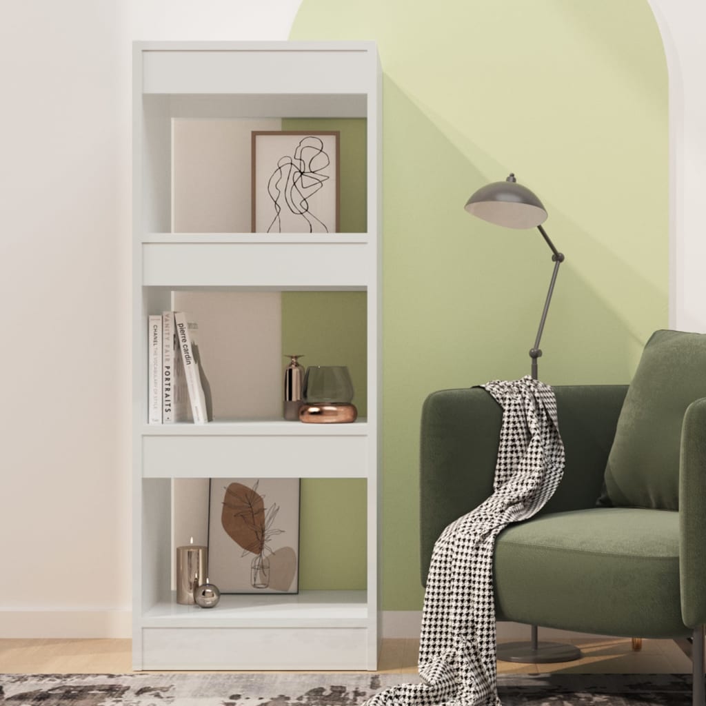 vidaXL Book Cabinet/Room Divider High Gloss White 15.7"x11.8"x40.6" Engineered Wood