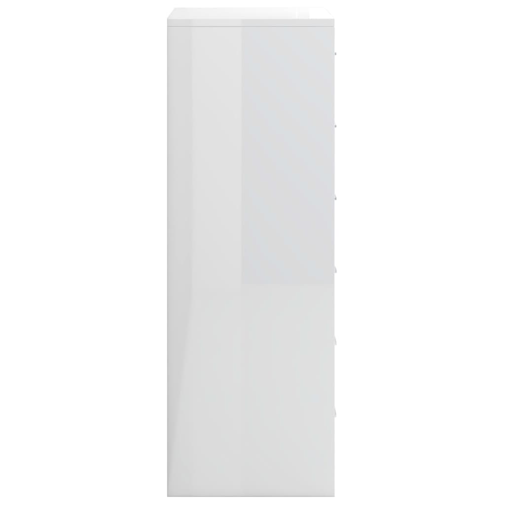 vidaXL Sideboard with 6 Drawers High Gloss White 19.7" x 13.4" x 37.8" Engineered Wood