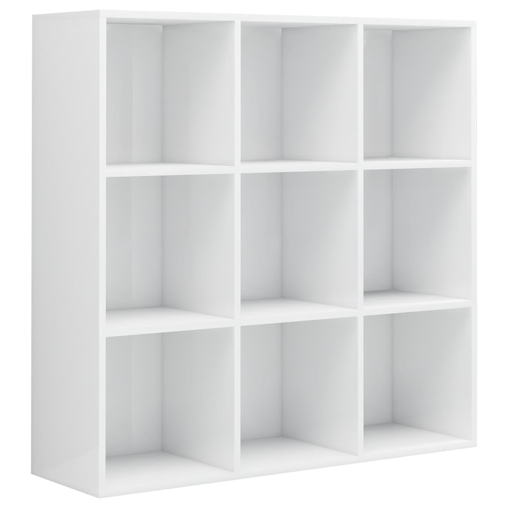 vidaXL Book Cabinet High Gloss White 38.6"x11.8"x38.6" Engineered Wood