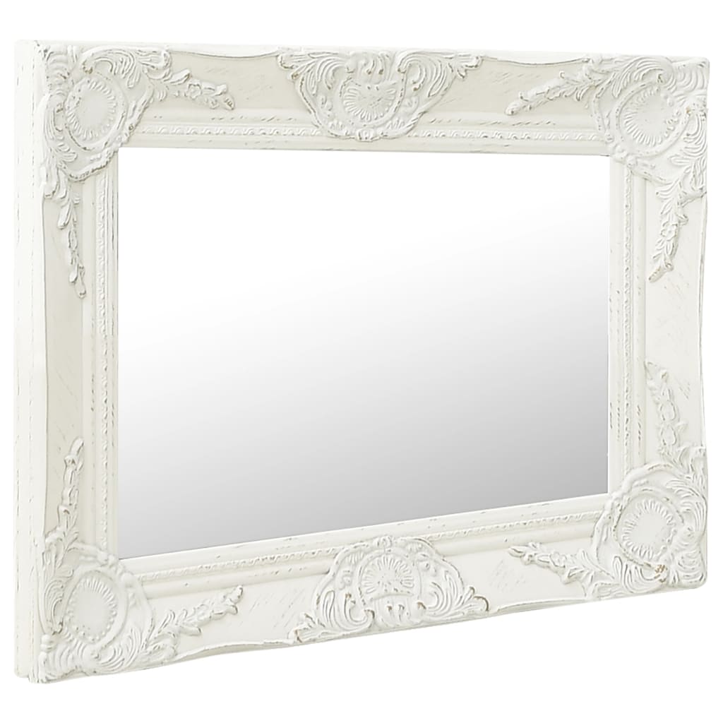 vidaXL Wall Mirror Baroque Style 19.7"x15.7" White