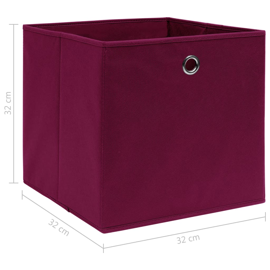 vidaXL Storage Boxes 4 pcs Dark Red 12.6"x12.6"x12.6" Fabric