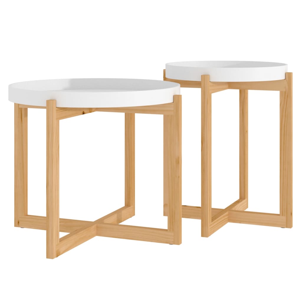 vidaXL Coffee Tables 2 pcs White Engineered Wood and Solid Wood Pine