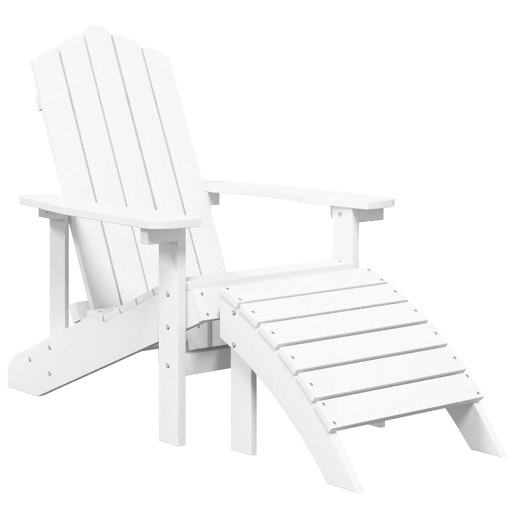 vidaXL Patio Adirondack Chairs 2 pcs with Footstools HDPE White