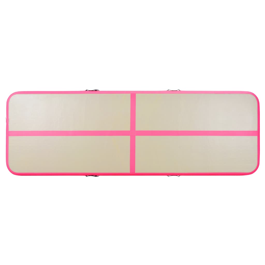 vidaXL Inflatable Gymnastics Mat with Pump 236.2"x39.4"x3.9" PVC Pink