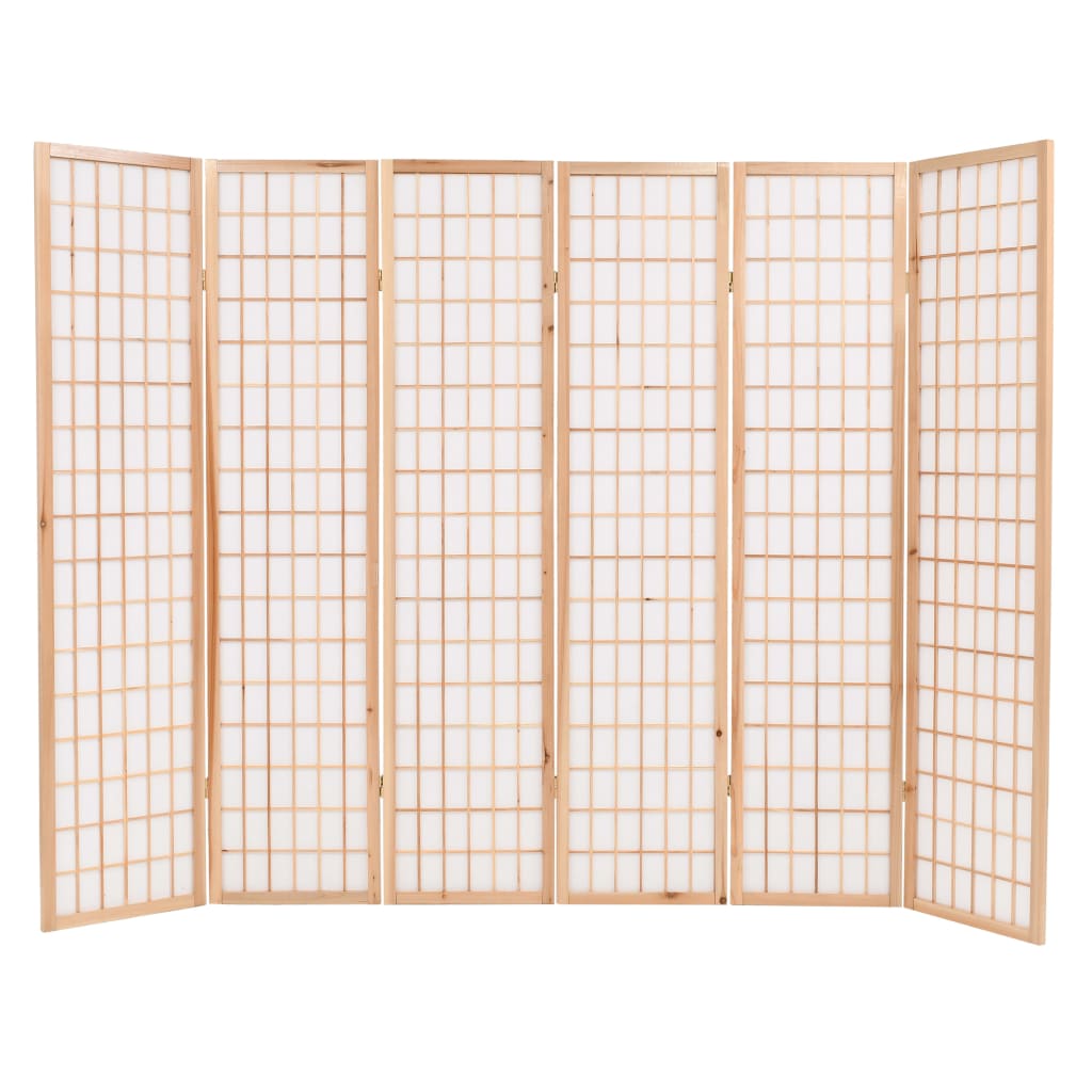 vidaXL Folding 6-Panel Room Divider Japanese Style 94.5"x66.9" Natural