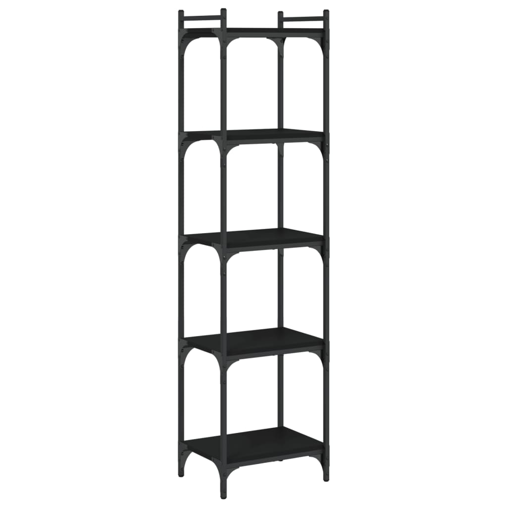 vidaXL Bookcase 5-Tier Black 15.7"x11.8"x60.6" Engineered Wood