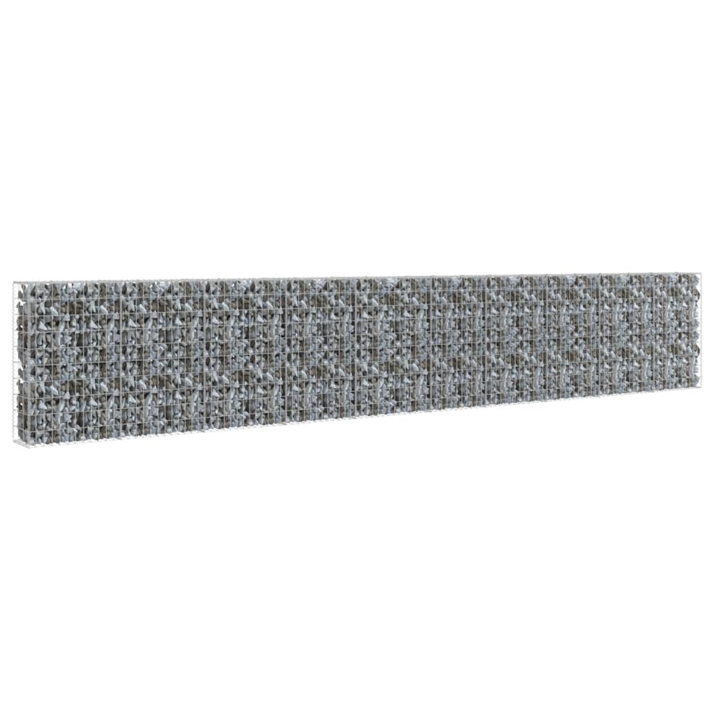 vidaXL Gabion Wall with Covers Galvanized Steel 236"x11.8"x39.4"