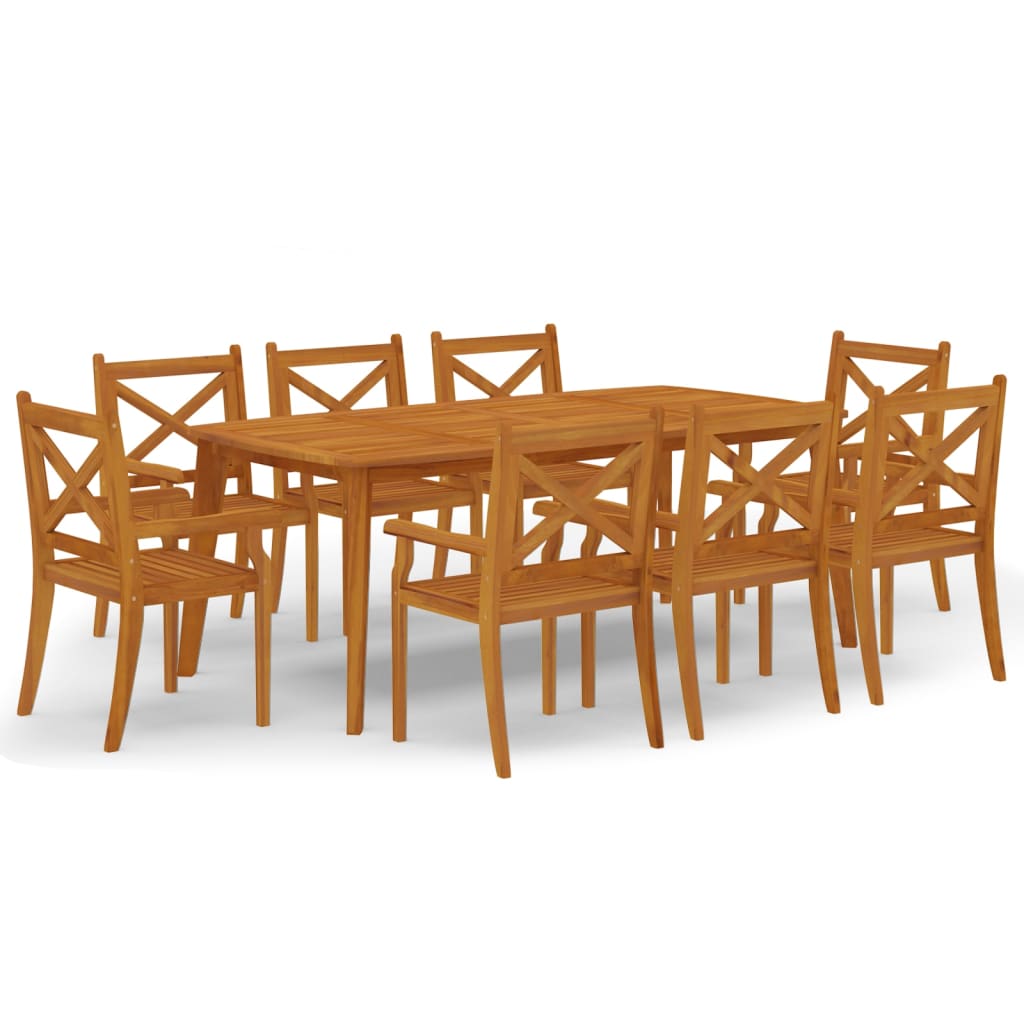 vidaXL 9 Piece Patio Dining Set Solid Wood Acacia