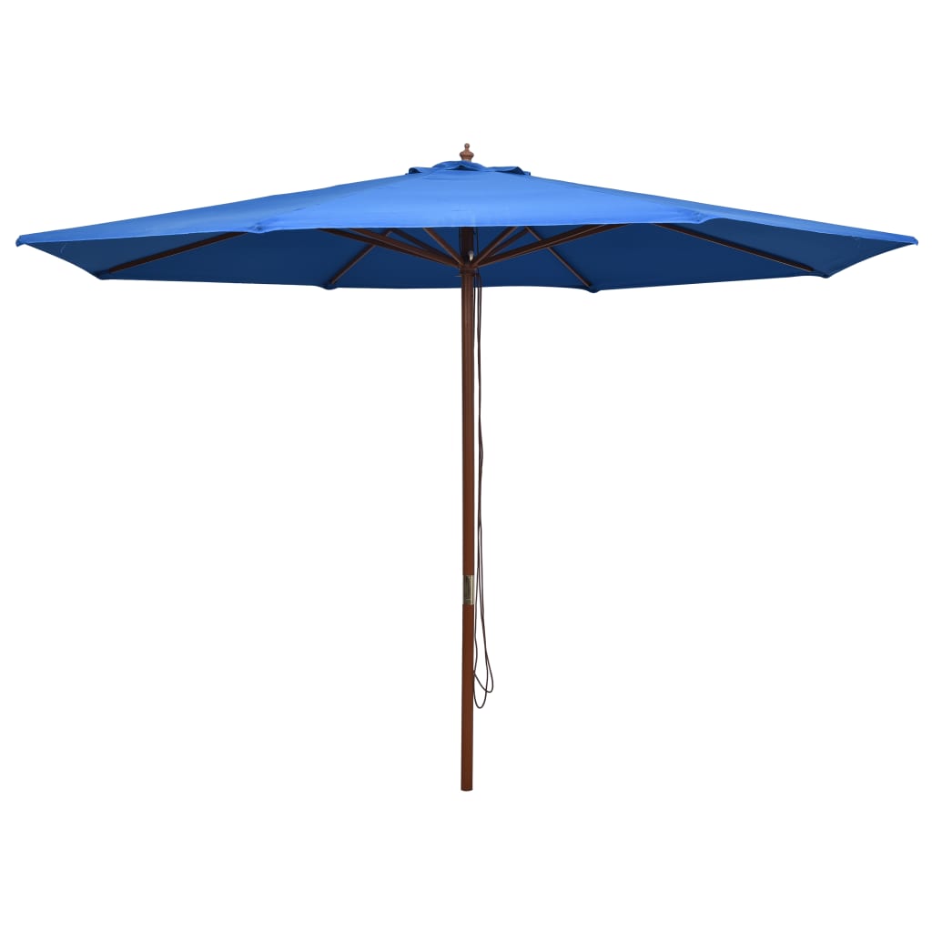 vidaXL Outdoor Parasol with Wooden Pole 137.8" Blue