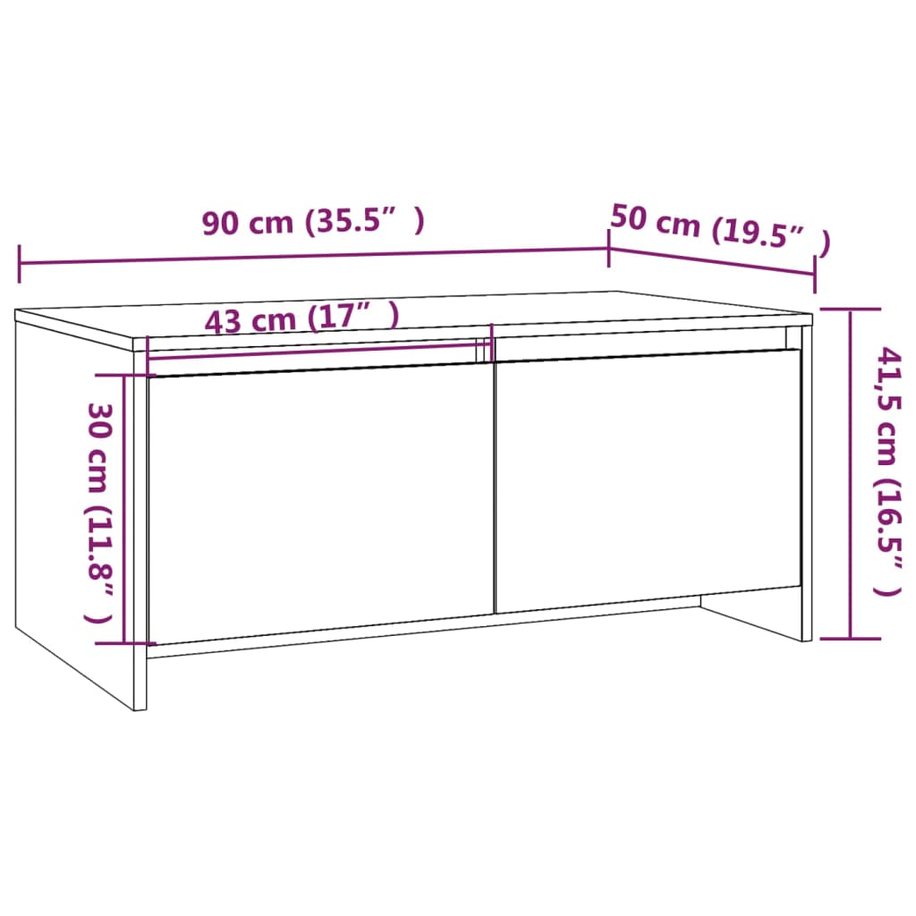 vidaXL Coffee Table Smoked Oak 35.4"x19.7"x16.3" Engineered Wood