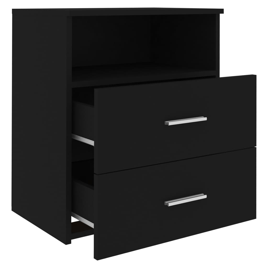vidaXL Bed Cabinets 2 pcs Black 19.7"x12.6"x23.6"