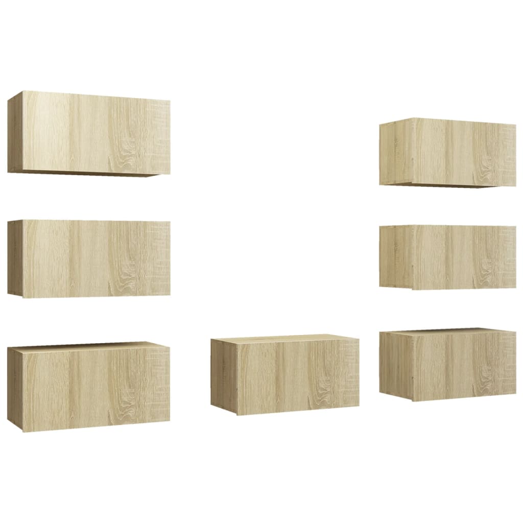 vidaXL TV Stands 7 pcs Sonoma Oak 12"x11.8"x23.6" Engineered Wood