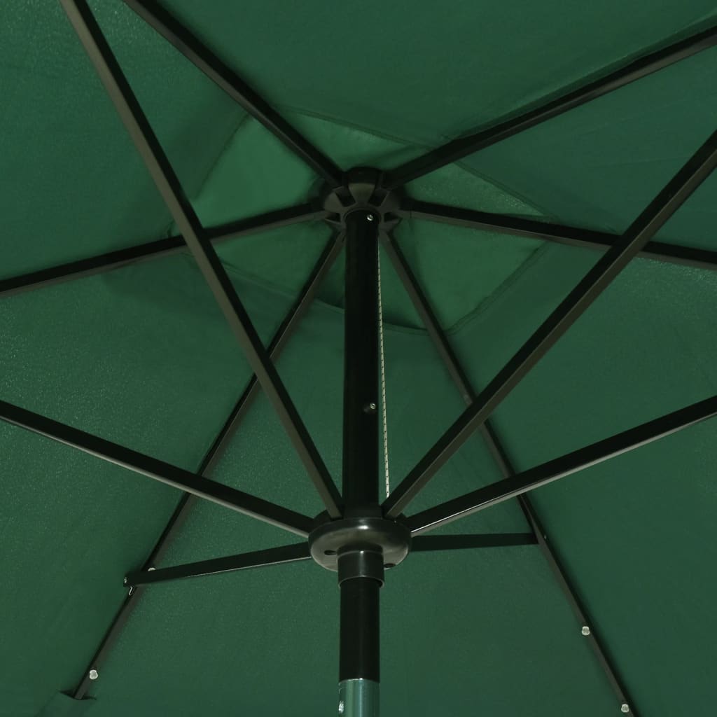 vidaXL Parasol with LEDs and Steel Pole Green 6.6'x9.8'