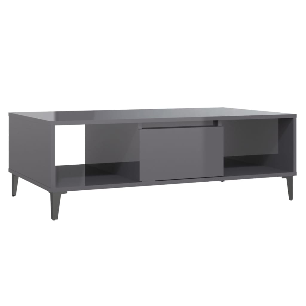 vidaXL Coffee Table High Gloss Gray 40.7"x23.6"x13.8" Engineered Wood