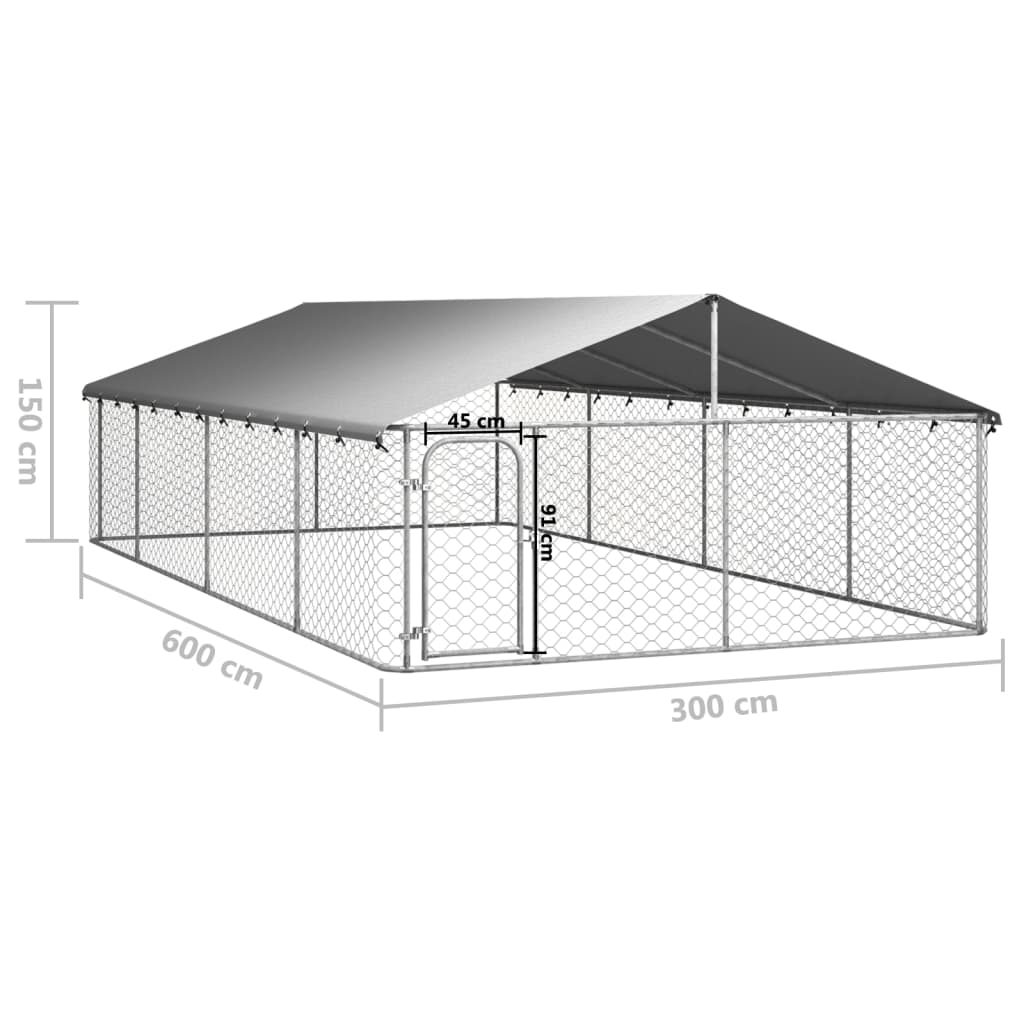 vidaXL Outdoor Dog Kennel with Roof 236.2"x118.1"x59.1"