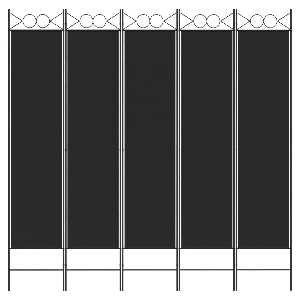 vidaXL 5-Panel Room Divider Black 78.7"x78.7" Fabric