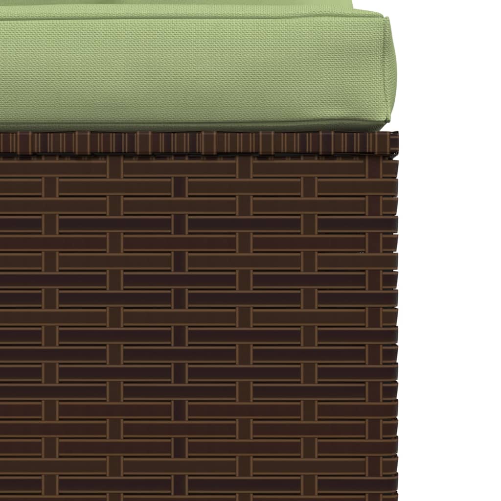 vidaXL Patio Middle Sofa with Cushions Brown Poly Rattan