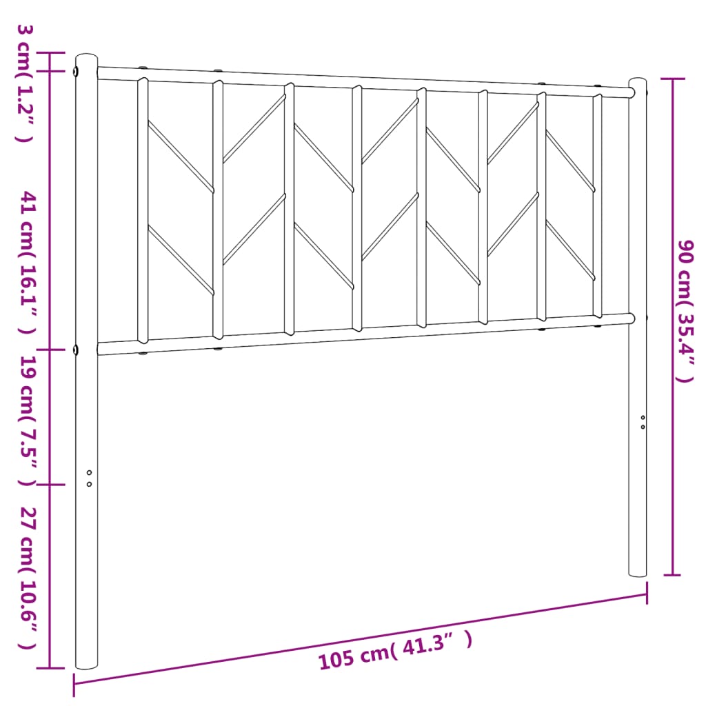 vidaXL Metal Headboard Black 39.4"