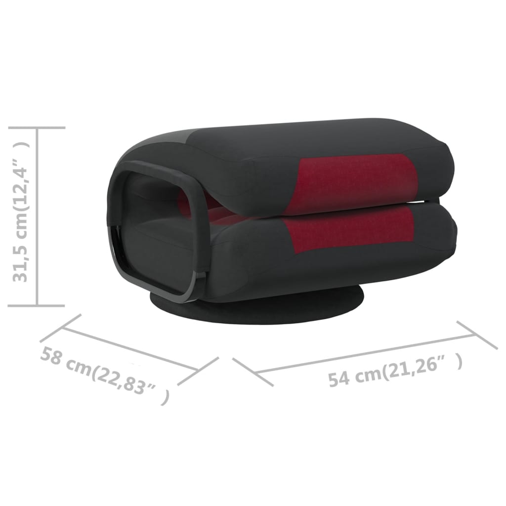 vidaXL Swivel Floor Chair Black and Wine Red Fabric