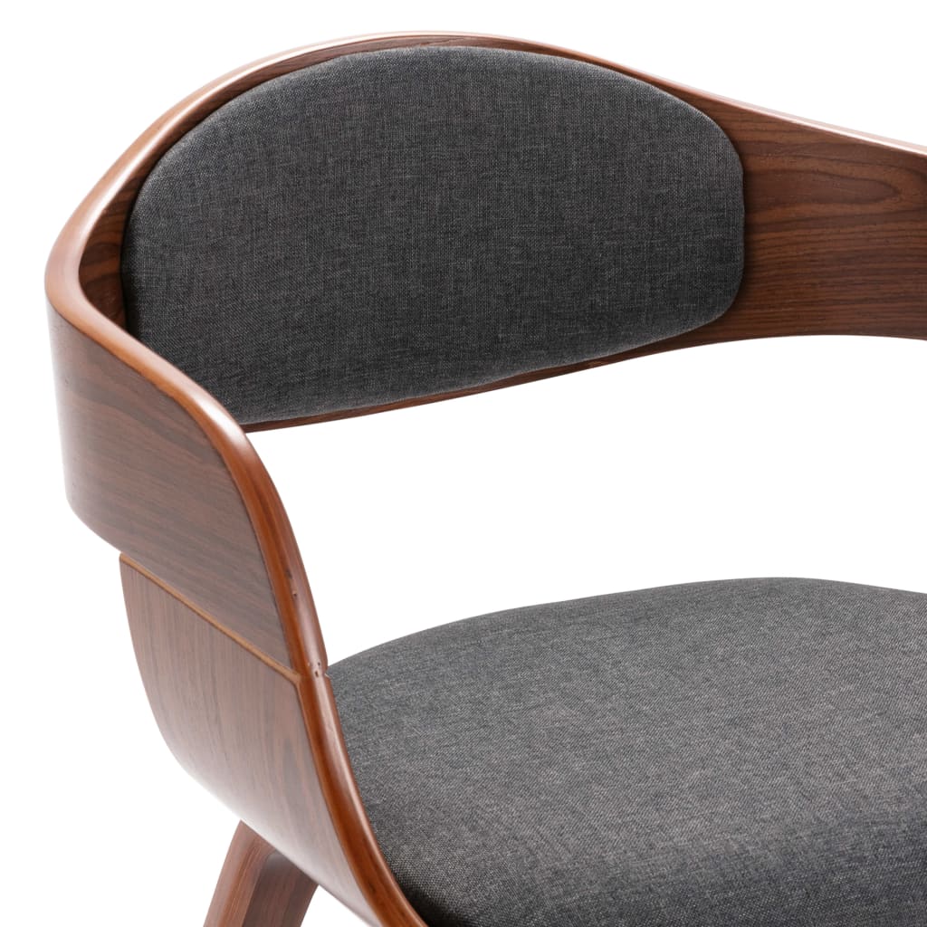 vidaXL Dining Chairs 6 pcs Bent Wood and Gray Fabric