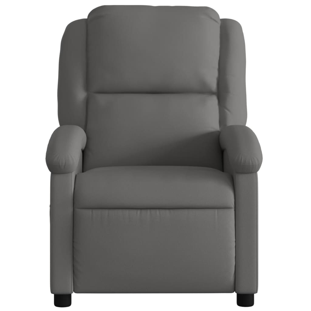 vidaXL Electric Massage Recliner Chair Gray Real Leather