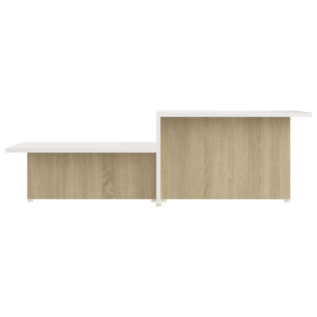 vidaXL Coffee Table Sonoma Oak and White 43.9"x19.7"x13" Engineered Wood