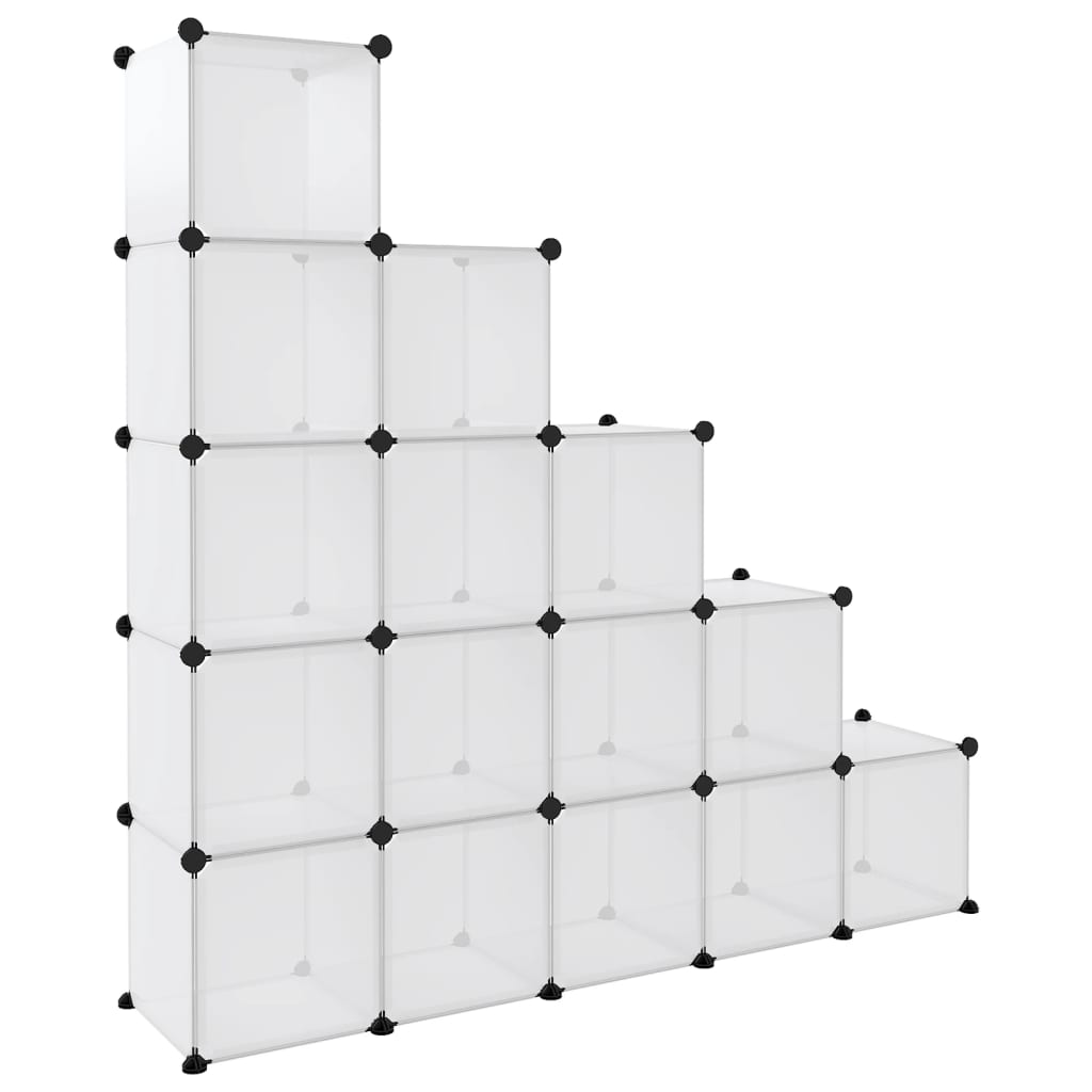 vidaXL Storage Cube Organizer with 15 Cubes Transparent PP