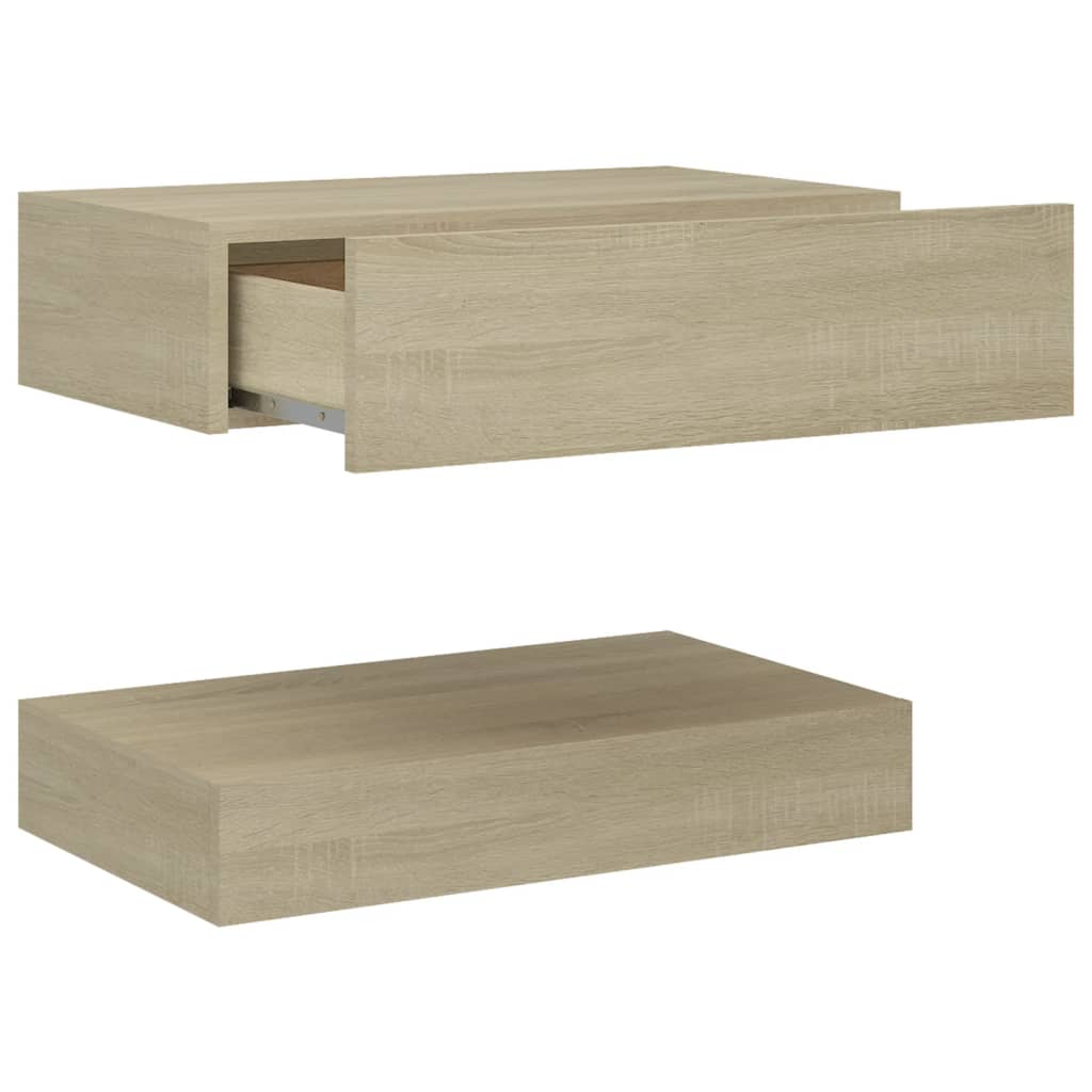 vidaXL Bedside Cabinet Sonoma Oak 23.6"x13.8" Chipboard