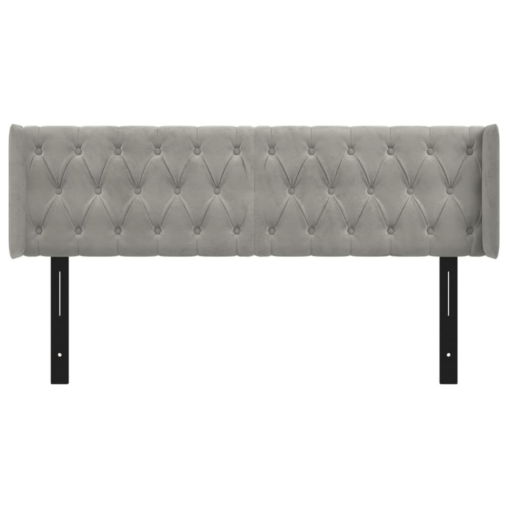 vidaXL Headboard with Ears Light Gray 64.2"x6.3"x30.7"/34.6" Velvet