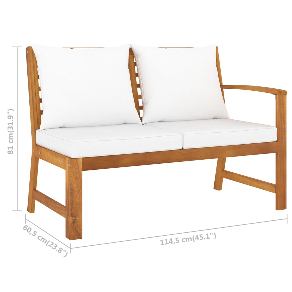 vidaXL 4 Piece Patio Lounge Set with Cushion Cream Solid Acacia Wood