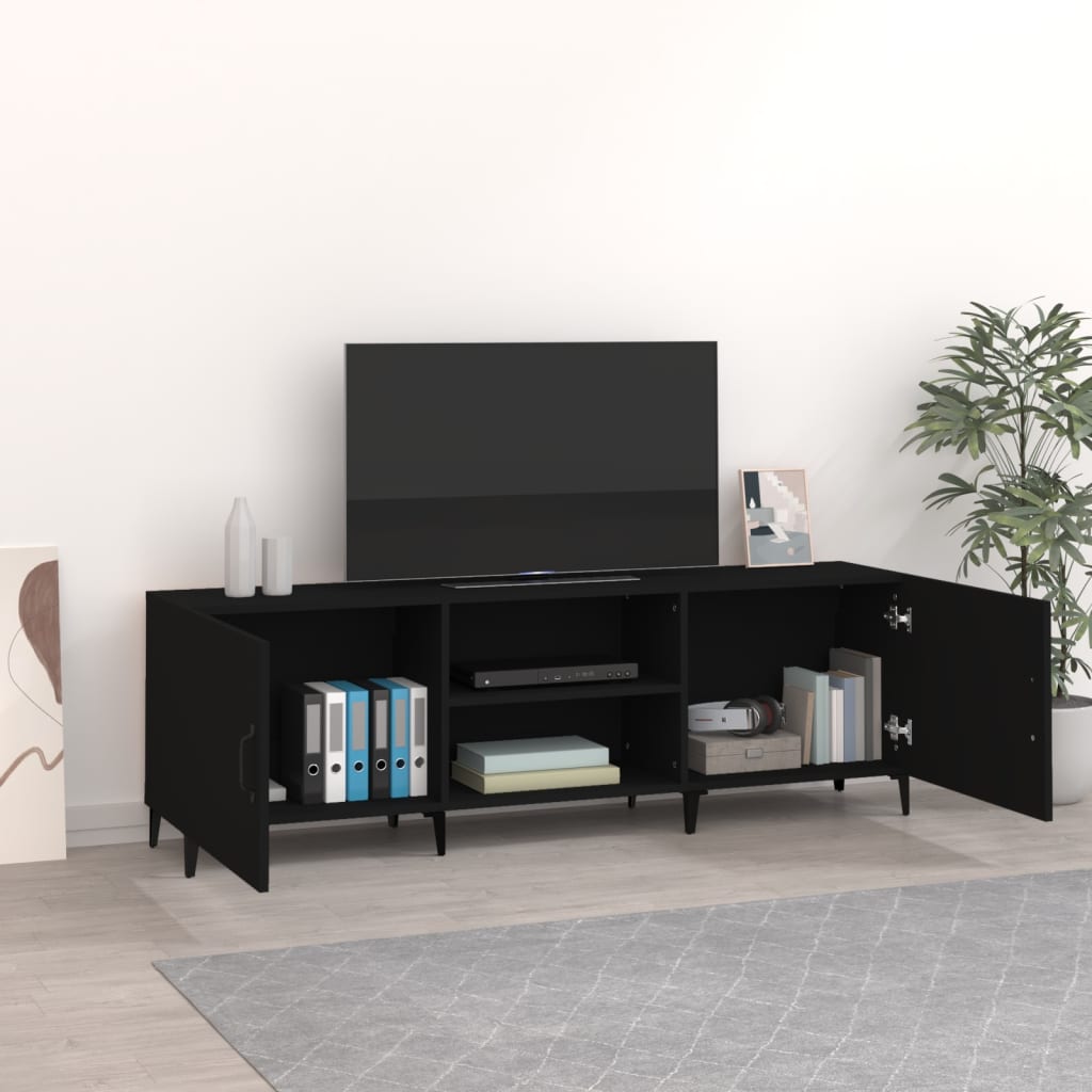 vidaXL TV Stand Black 59.1"x11.8"x19.7" Engineered Wood