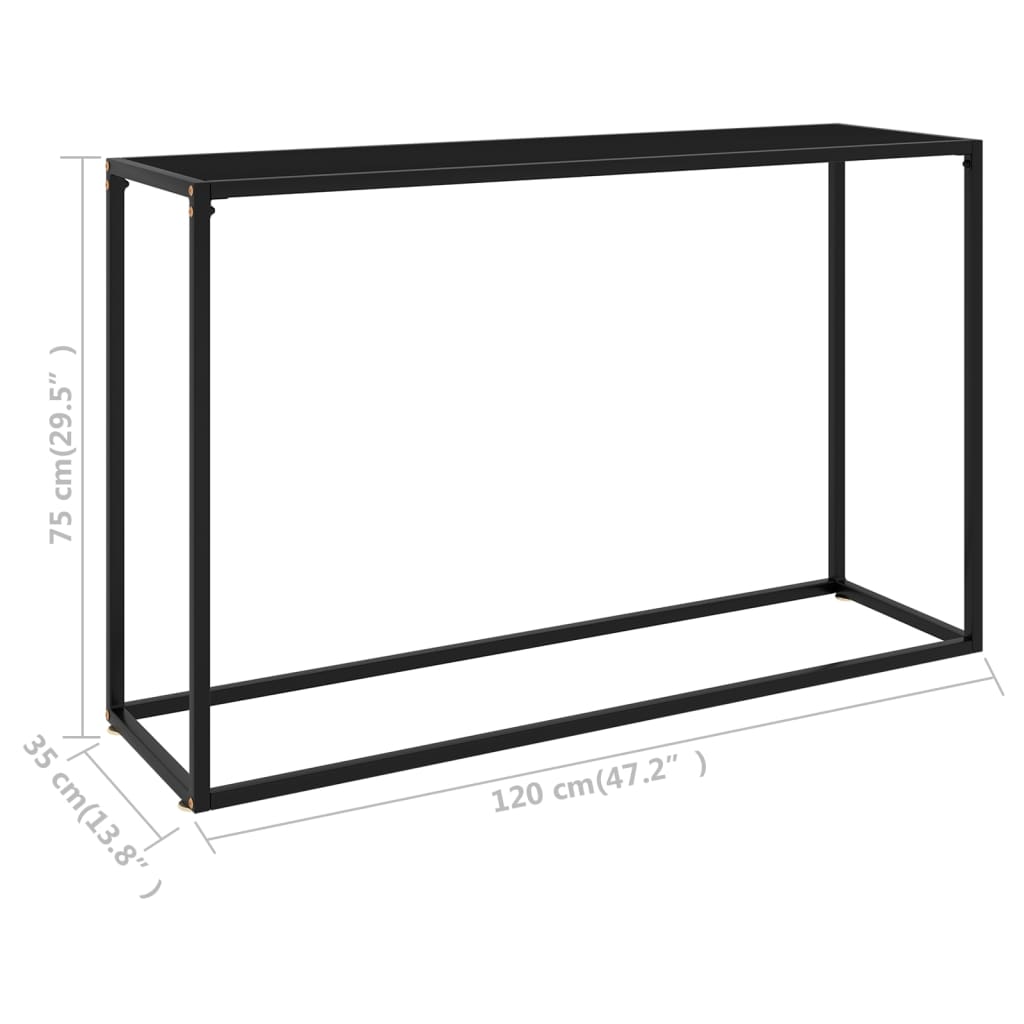 vidaXL Console Table Black 47.2"x13.8"x29.5" Tempered Glass