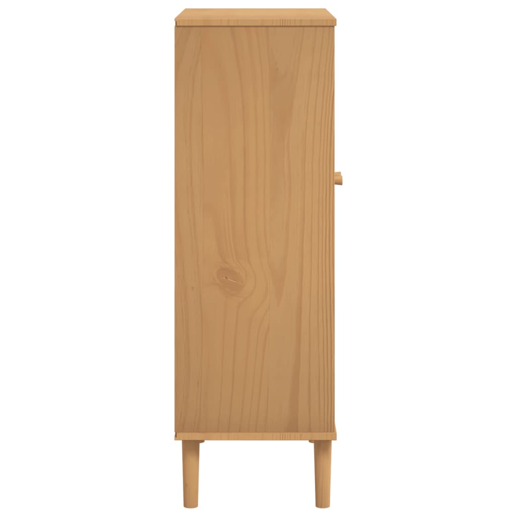 vidaXL Shoe Cabinet SENJA Rattan Look Brown 23.4"x13.8"x42.1" Solid Wood