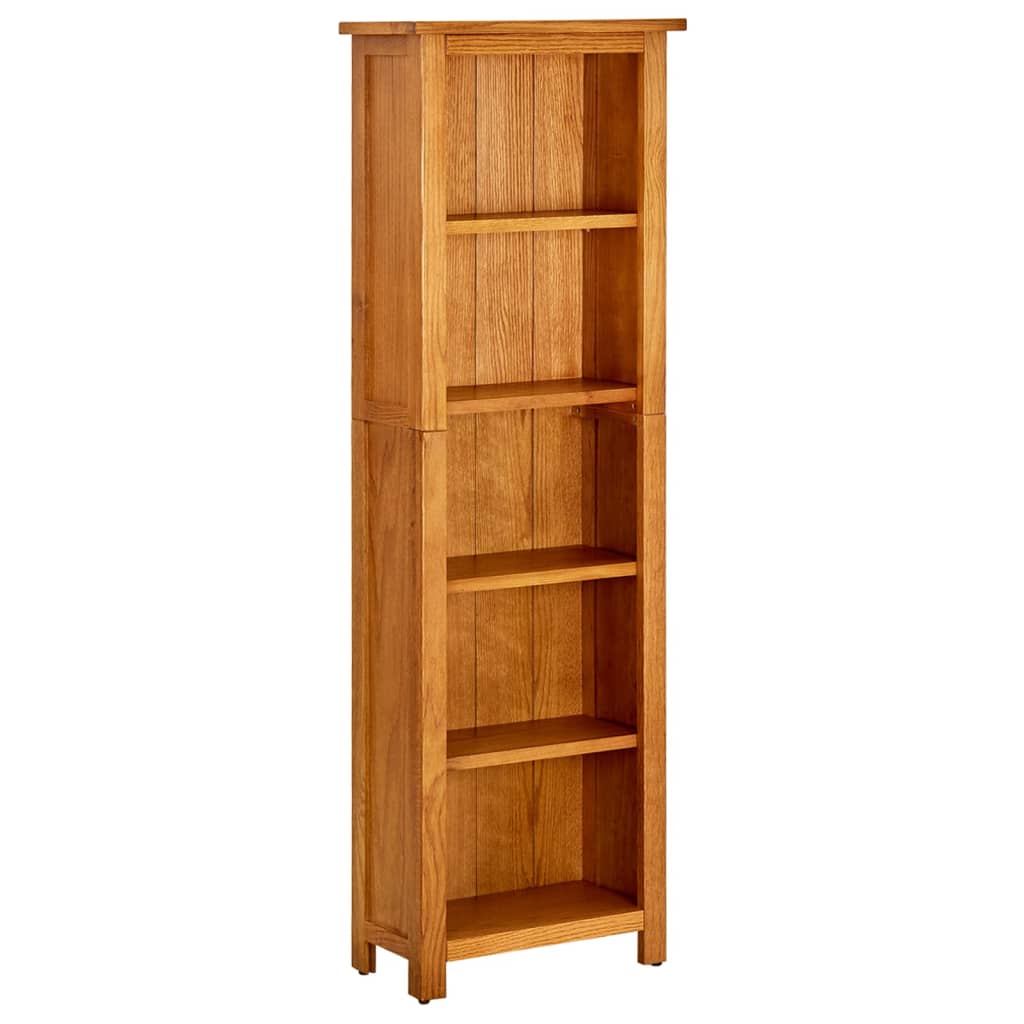 vidaXL 5-Tier Bookcase 17.7"x8.6"x55.1" Solid Oak Wood