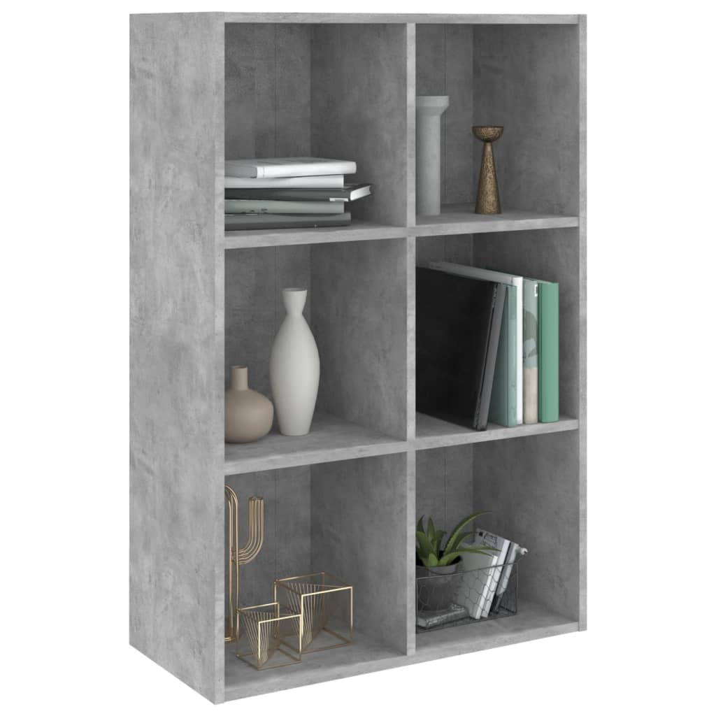 vidaXL Book Cabinet/Sideboard Concrete Gray 26"x11.8"x38.5" Engineered Wood