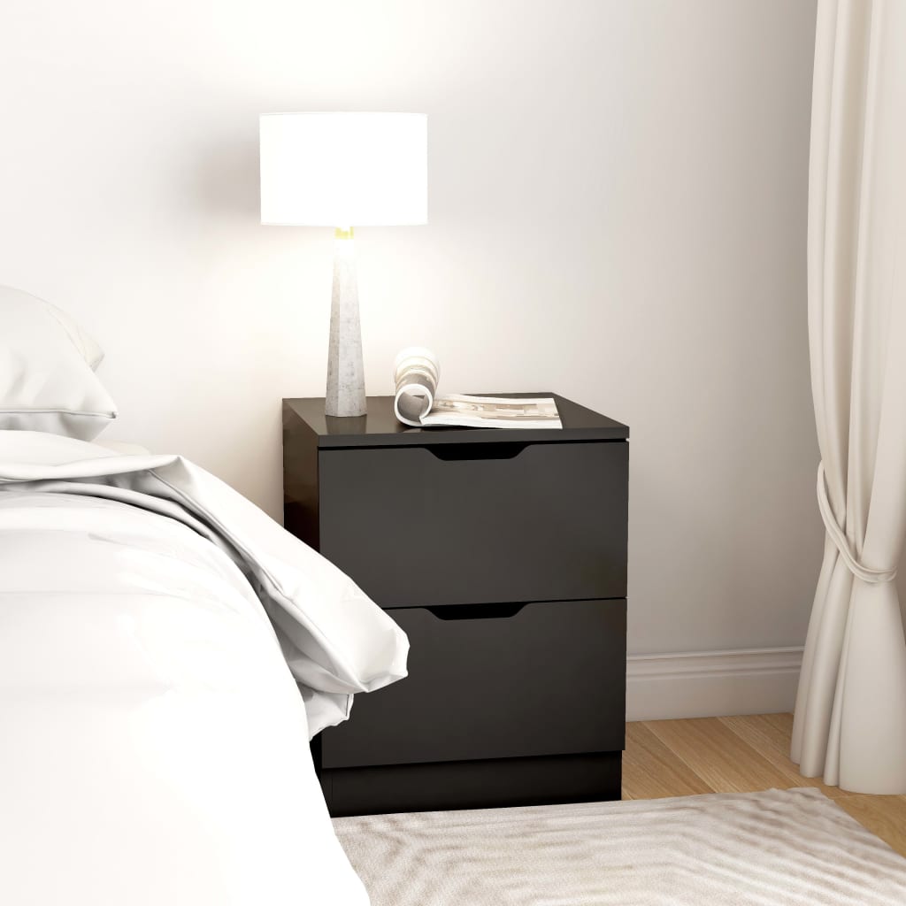 vidaXL Bedside Cabinets 2 pcs Black 15.7"x15.7"x19.7" Engineered Wood