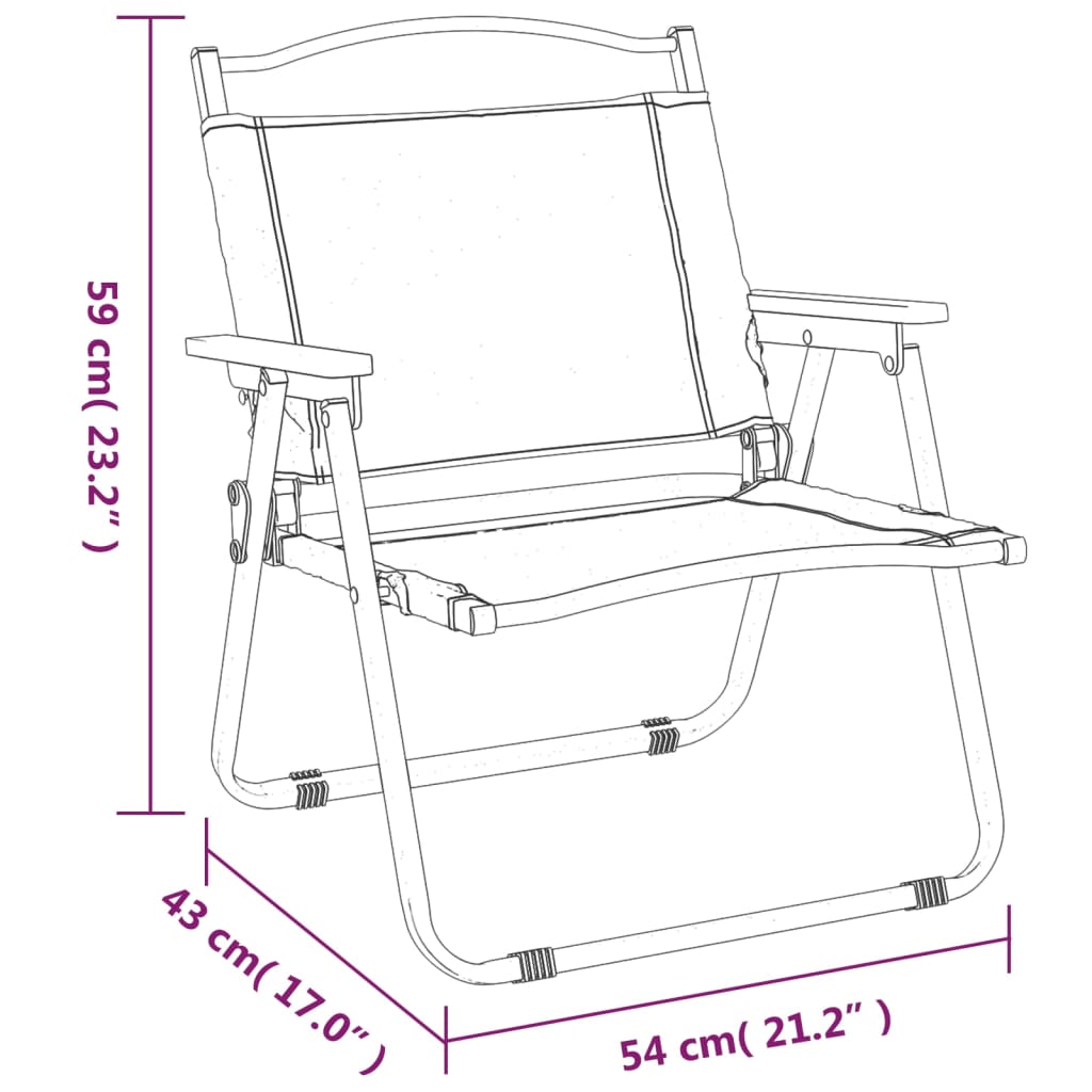vidaXL Camping Chairs 2 pcs Beige 21.3"x16.9"x23.2" Oxford Fabric