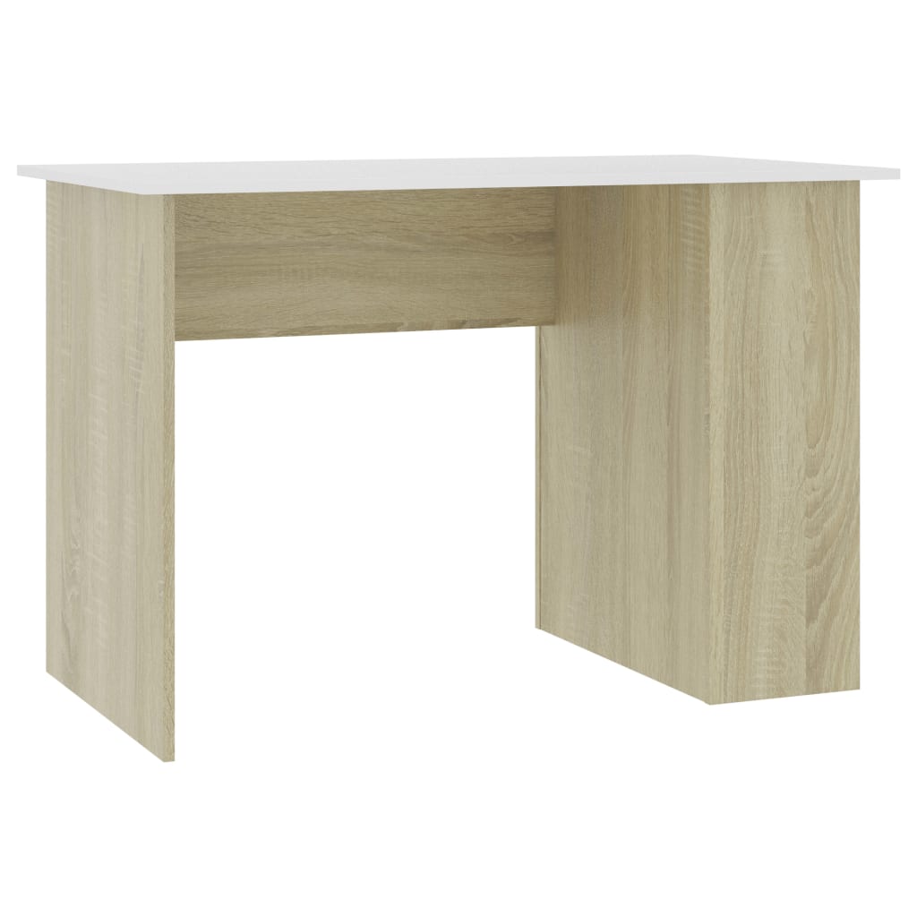 vidaXL Desk White and Sonoma Oak 43.3"x23.6"x28.7" Engineered Wood