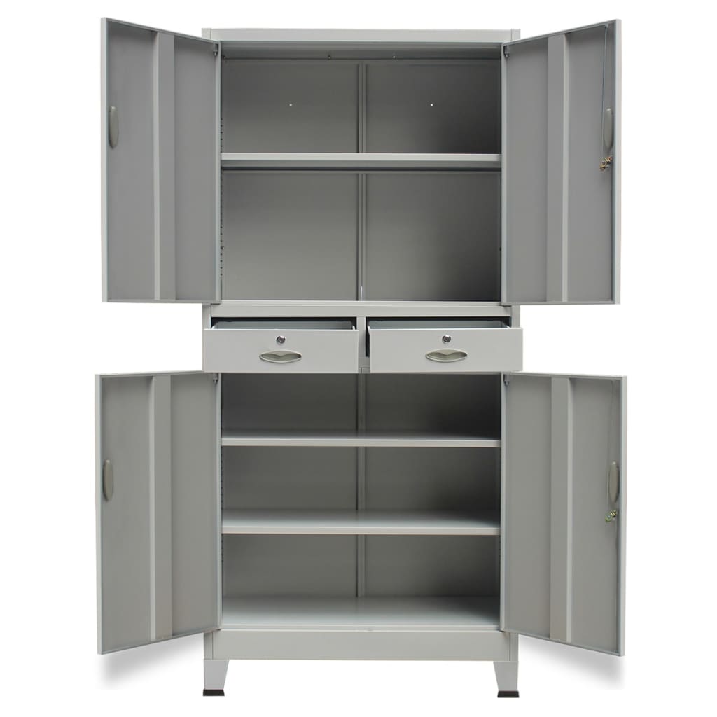 vidaXL Office Cabinet with 4 Doors Steel 35.4"x15.7"x70.9" Gray