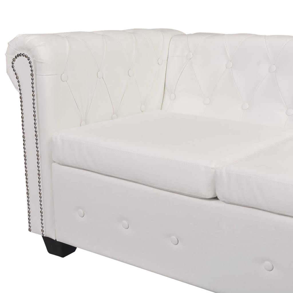 vidaXL Chesterfield Corner Sofa 5-Seater White Faux Leather