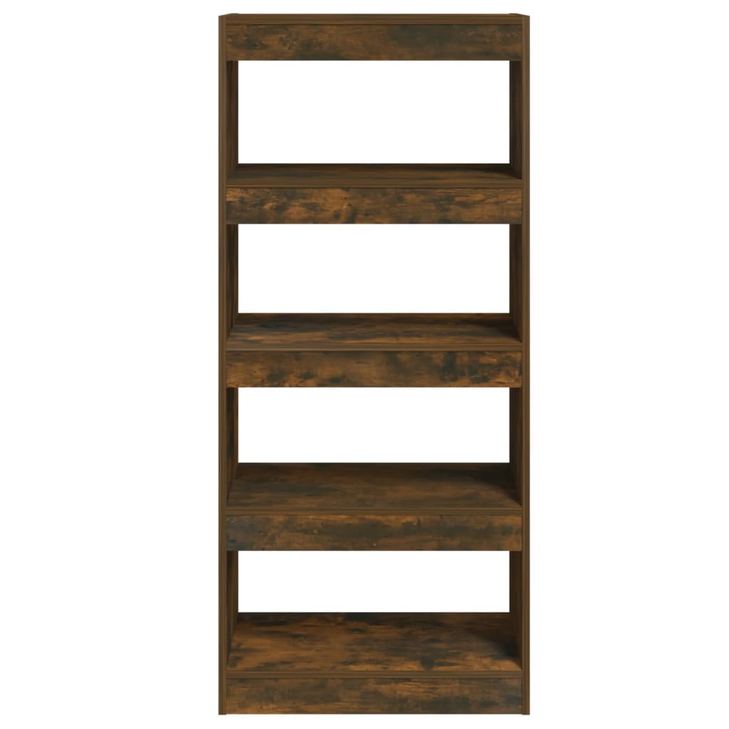 vidaXL Book Cabinet/Room Divider Smoked Oak 23.6"x11.8"x53.1" Engineered Wood