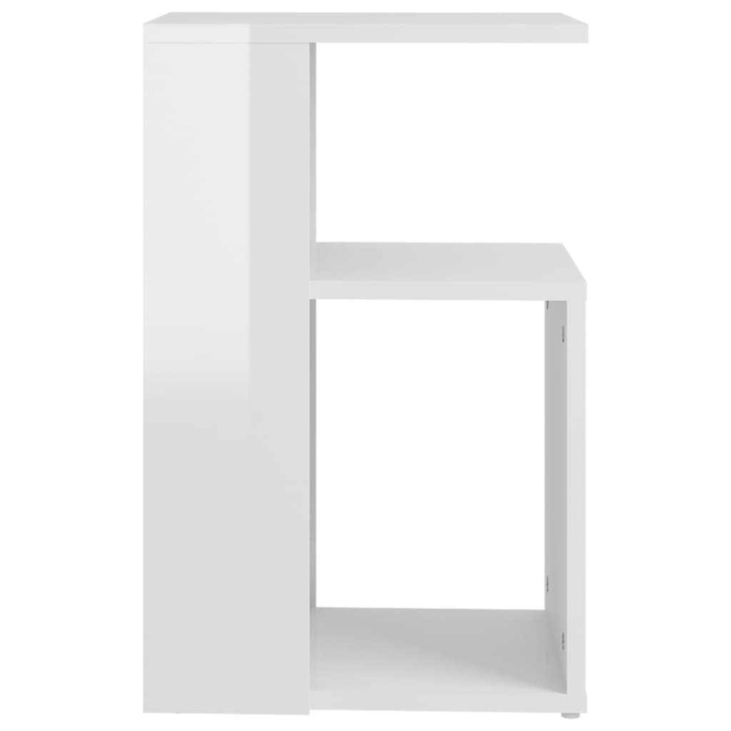 vidaXL Side Table High Gloss White 14.2"x11.8"x22" Engineered Wood