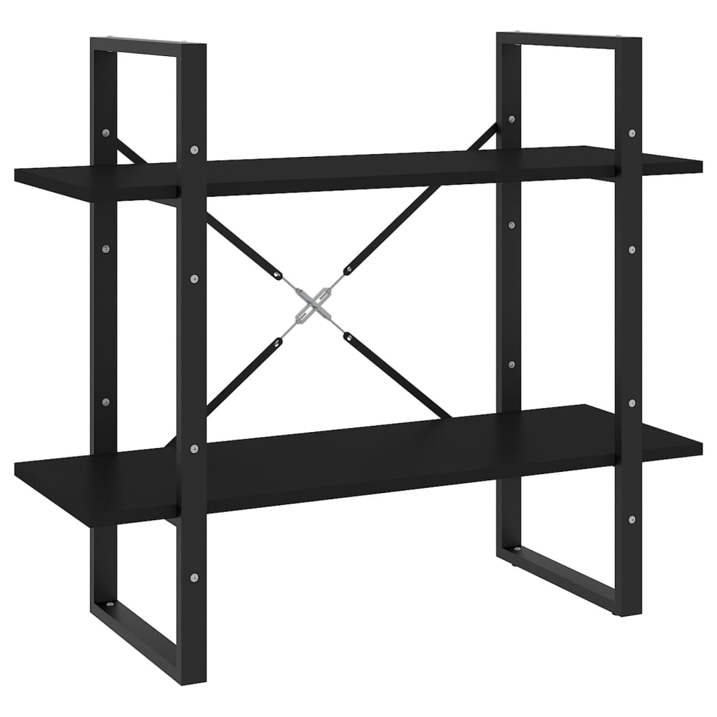 vidaXL 2-Tier Book Cabinet Black 31.5"x11.8"x27.6" Engineered Wood