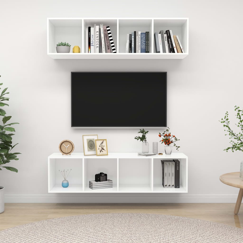 vidaXL Wall-mounted TV Cabinets 2 pcs White Chipboard