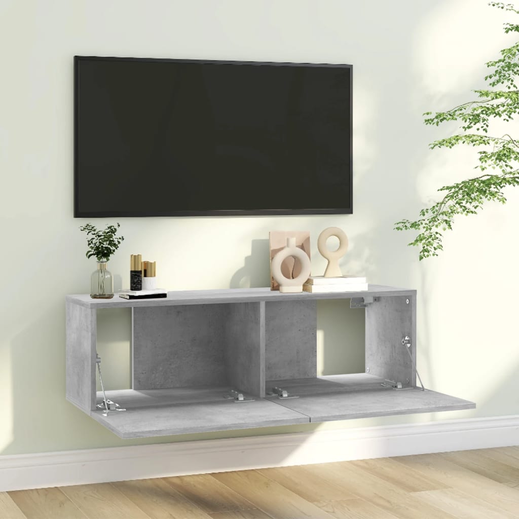 vidaXL TV Cabinet Concrete Gray 39.4"x11.8"x11.8" Engineered Wood