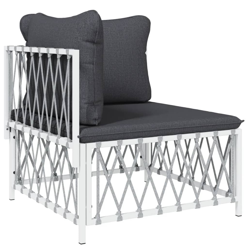 vidaXL 2 Piece Patio Lounge Set with Cushions White Steel