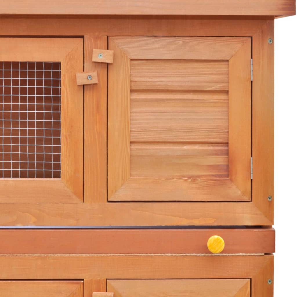 Outdoor Rabbit Hutch Small Animal House Pet Cage 4 Doors Wood