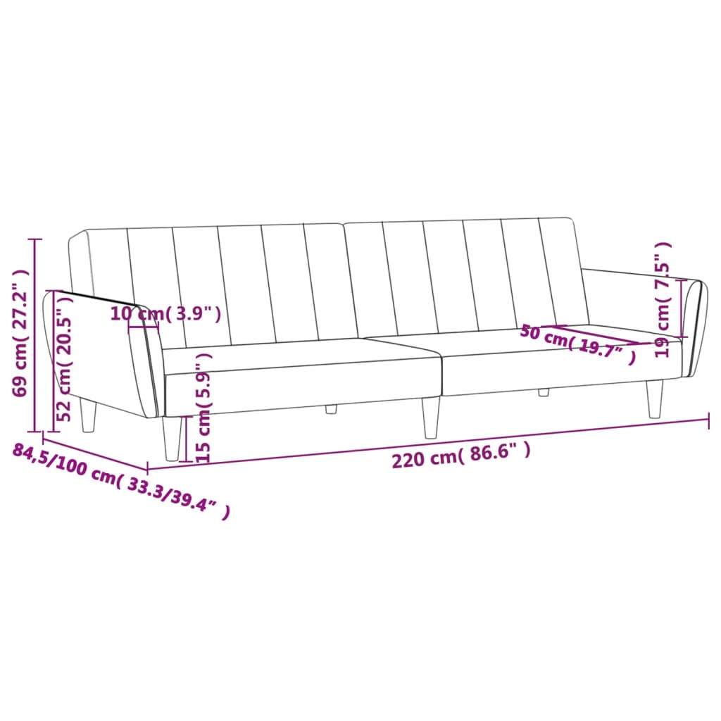 vidaXL 2-Seater Sofa Bed Dark Gray Fabric