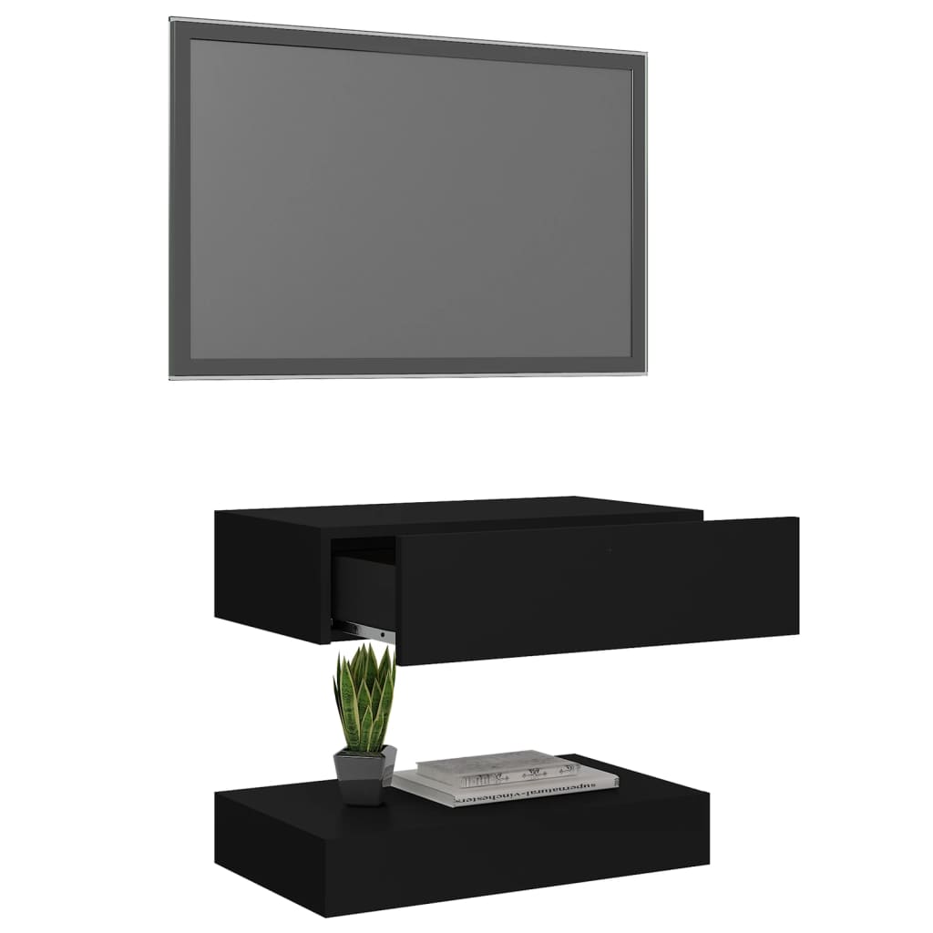 vidaXL TV Cabinet with LED Lights Black 23.6"x13.8"