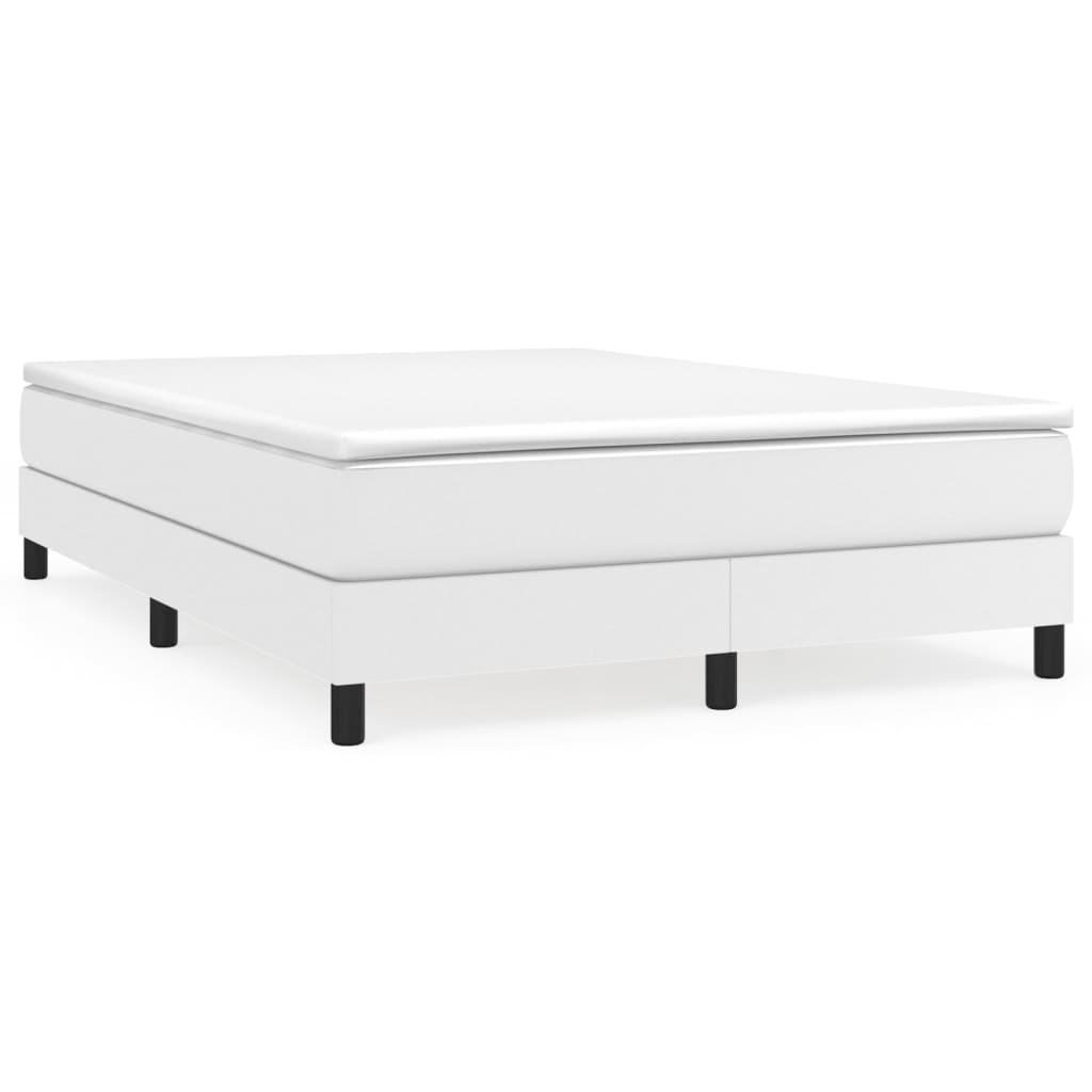 vidaXL Box Spring Bed with Mattress White 59.8"x79.9" Queen Faux Leather
